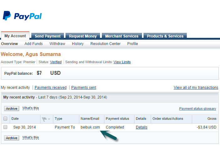 16. Account Paypal.